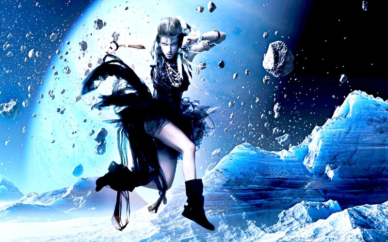 Woman in Space Suit — Blue, Dramatic