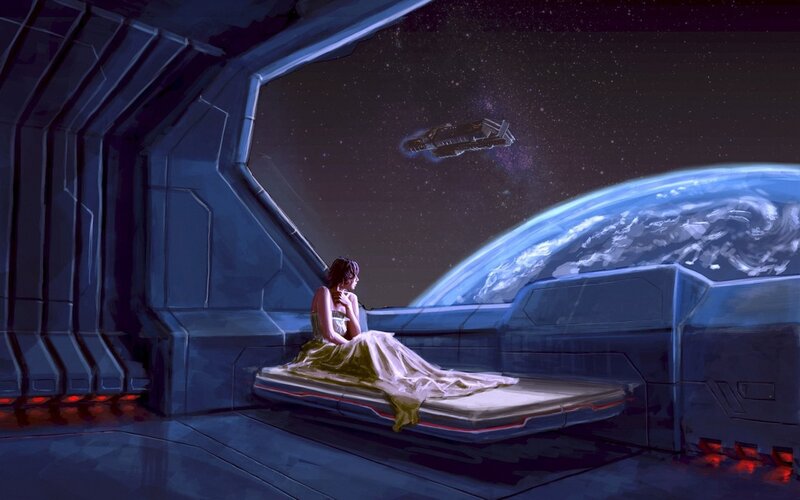 Woman in Spaceship — Blue