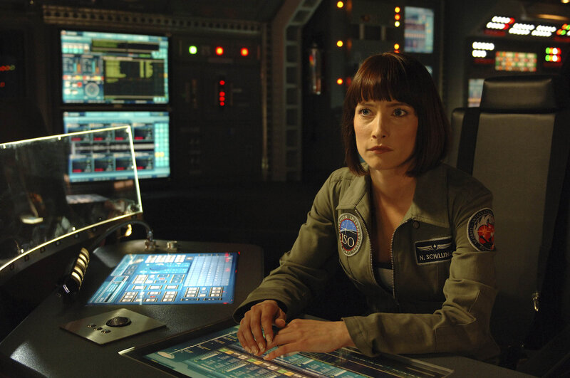 woman in spaceship cockpit