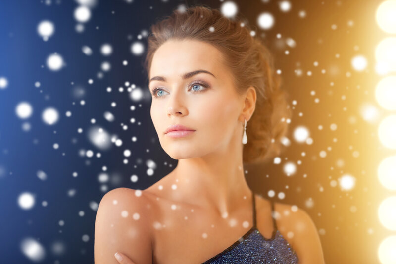 Woman in Sparkly Dress — Blue, Dramatic