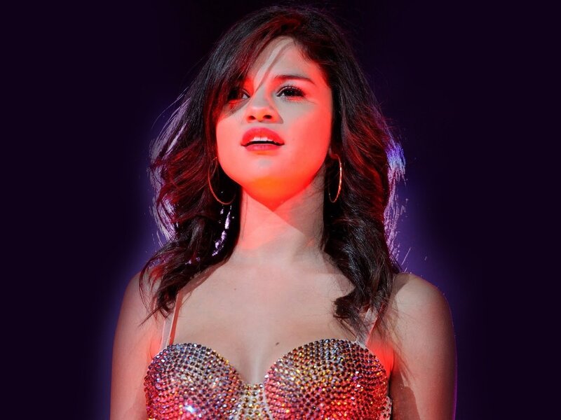 Woman in Sparkly Top — Purple, Dramatic