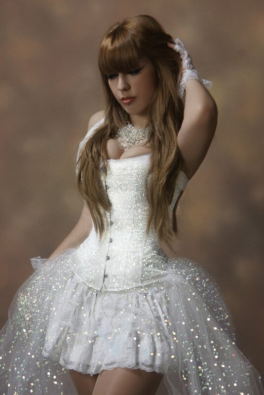 woman in sparkly white dress