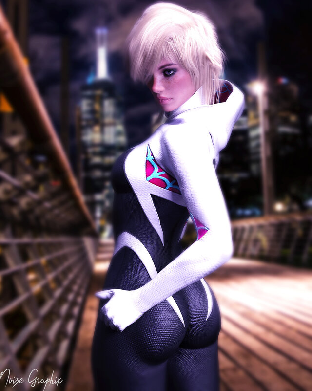 Woman in Spider-suit — White, Dramatic