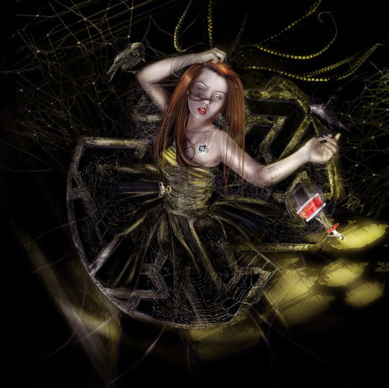 Woman in Spiderweb Dress