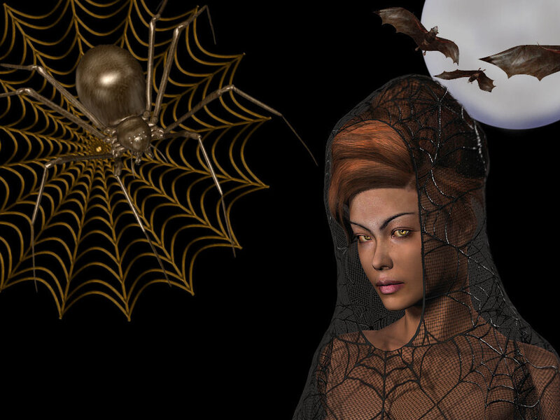 woman in spiderweb veil