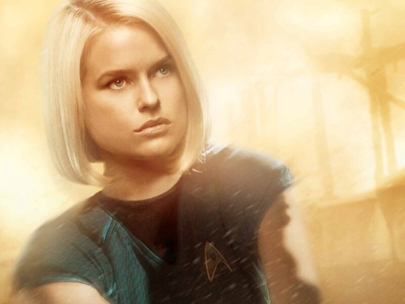 Woman in Starfleet Uniform — Gold, Dramatic
