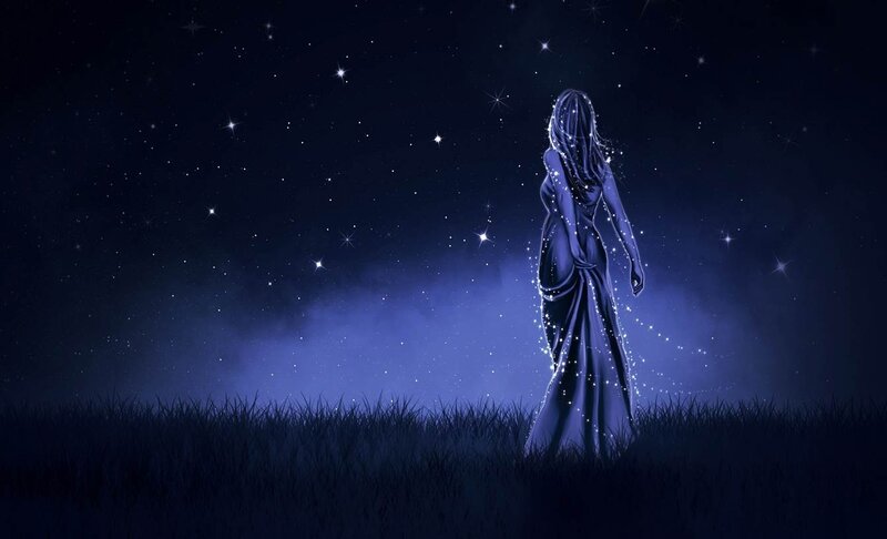Woman in Starry Dress — Blue