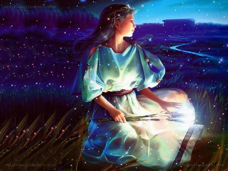 woman in starry field