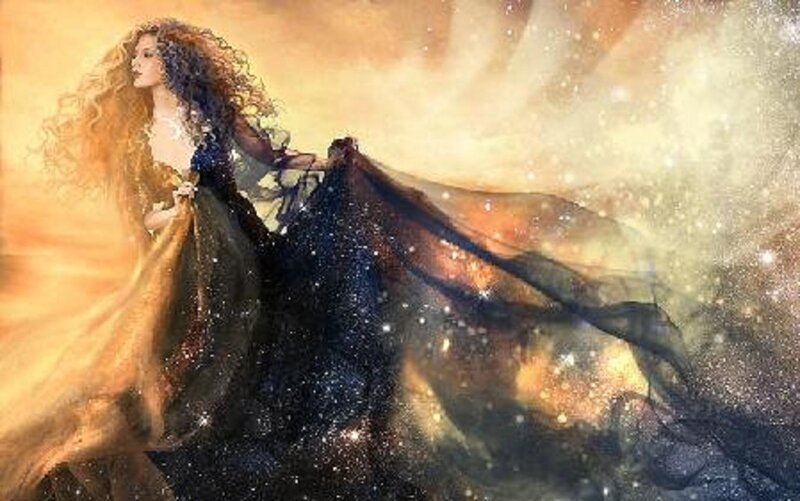 woman in starry gown