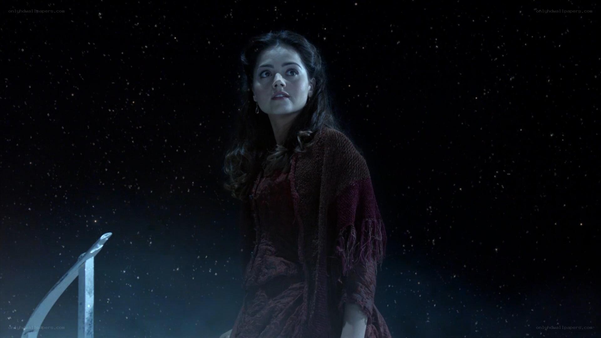 woman in starry night scene