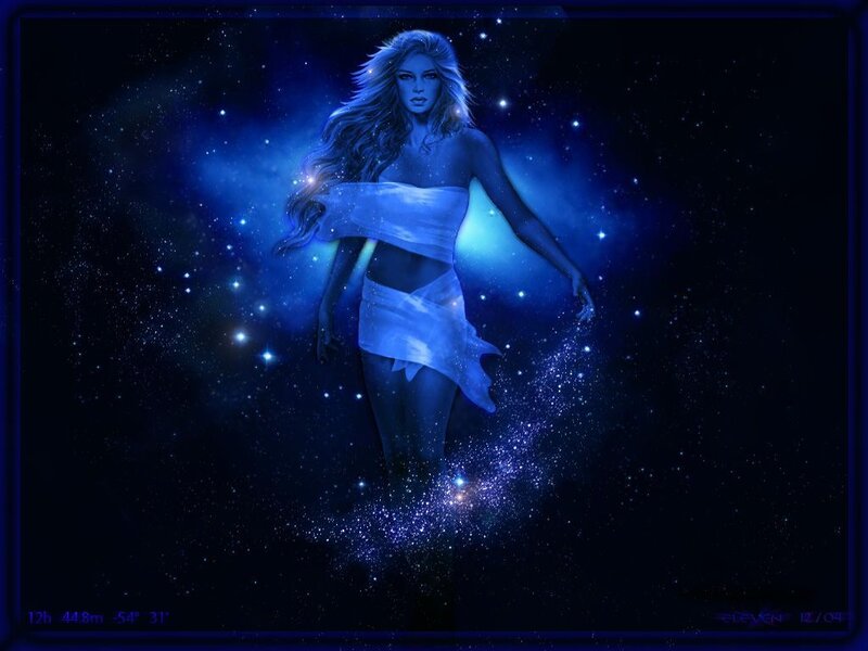 Woman in Starry Space — Blue