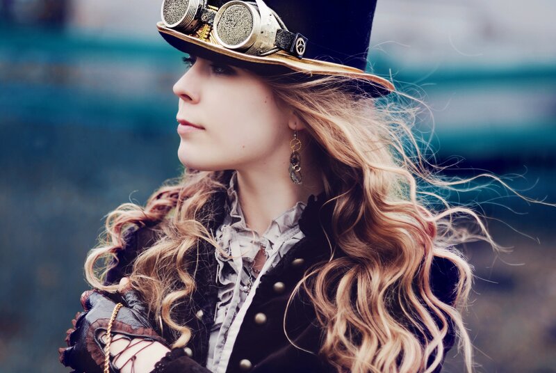 woman in steampunk attire