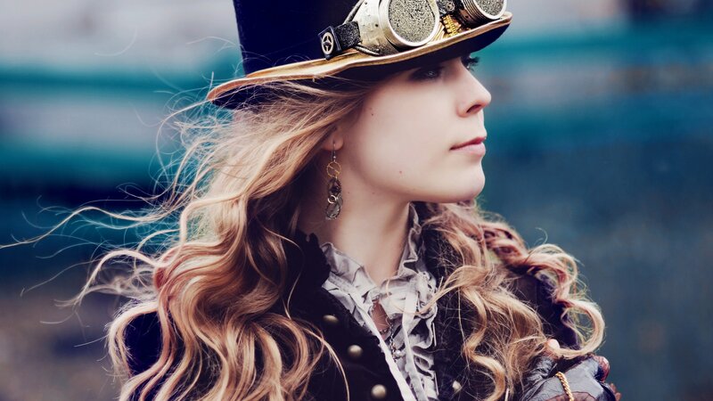woman in steampunk attire