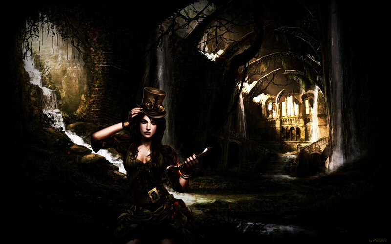 Woman in Steampunk Attire — Black