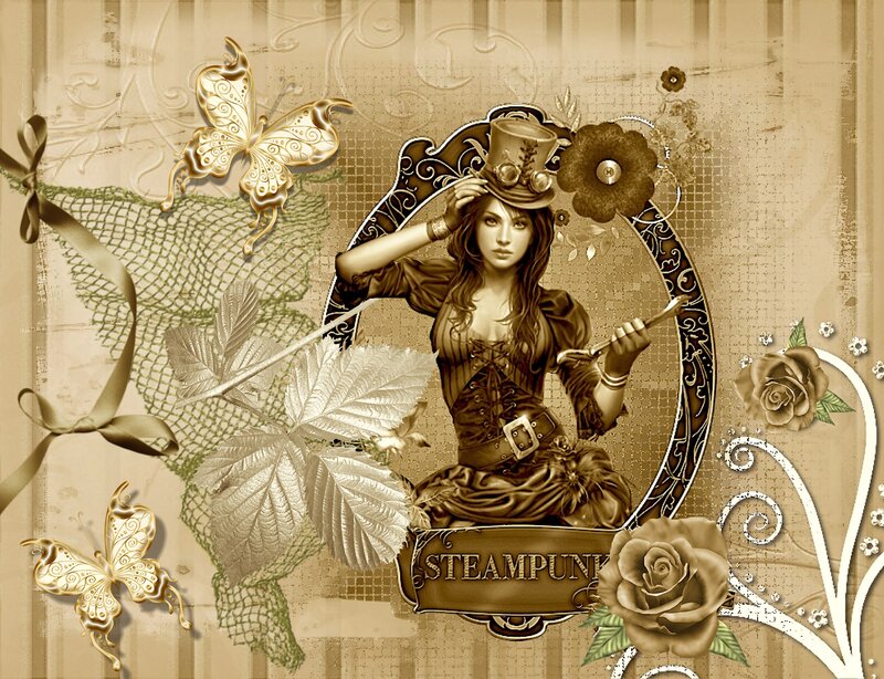 Woman in Steampunk Attire — Brown, Dramatic, Digital Art