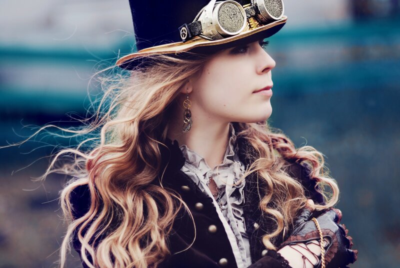 woman in steampunk attire