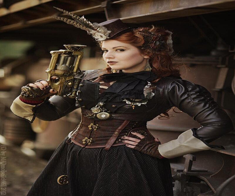 Woman in Steampunk Costume — Black, Dramatic