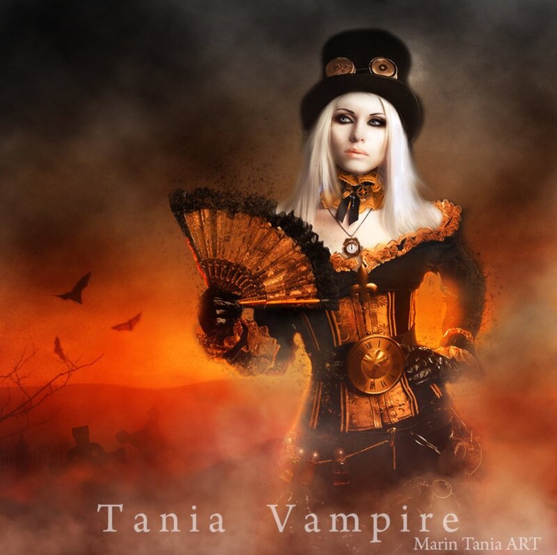 Woman in Steampunk Costume — Orange