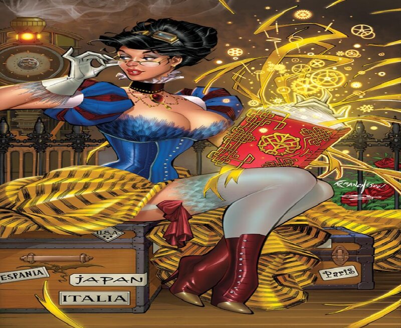 Woman in Steampunk Dress — Blue