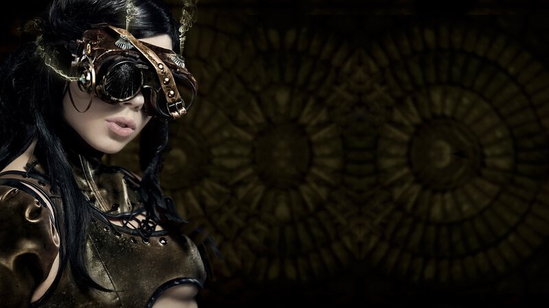 Woman in Steampunk Gear — Black, Dramatic