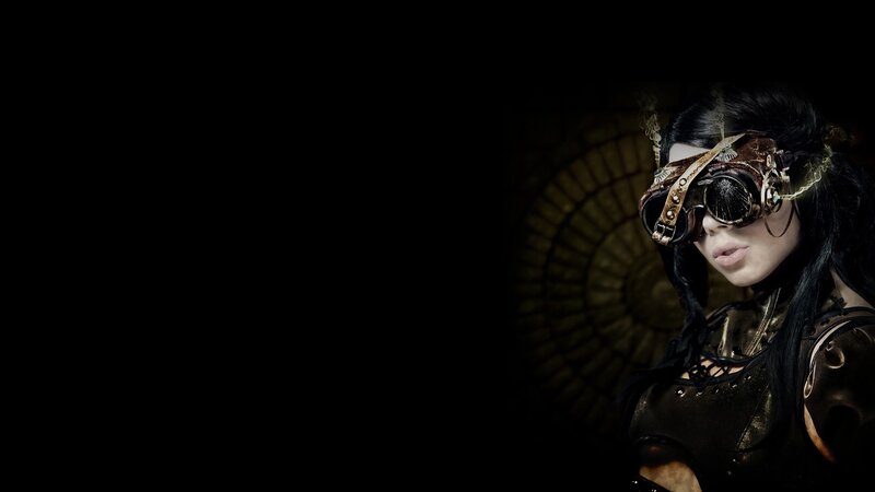 Woman in Steampunk Goggles — Black, Dramatic