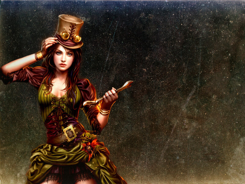 Woman in Steampunk Outfit — Green