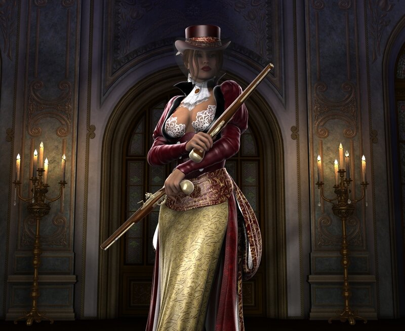 Woman in Steampunk Outfit — Maroon