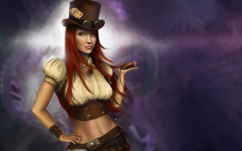 Woman in Steampunk Outfit — Red