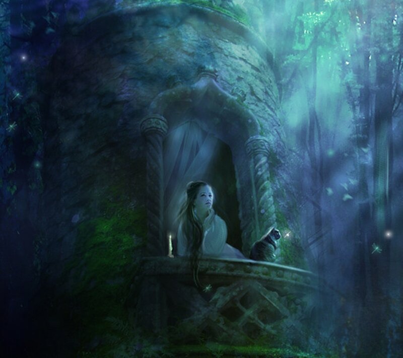 Woman in Stone Alcove — Green