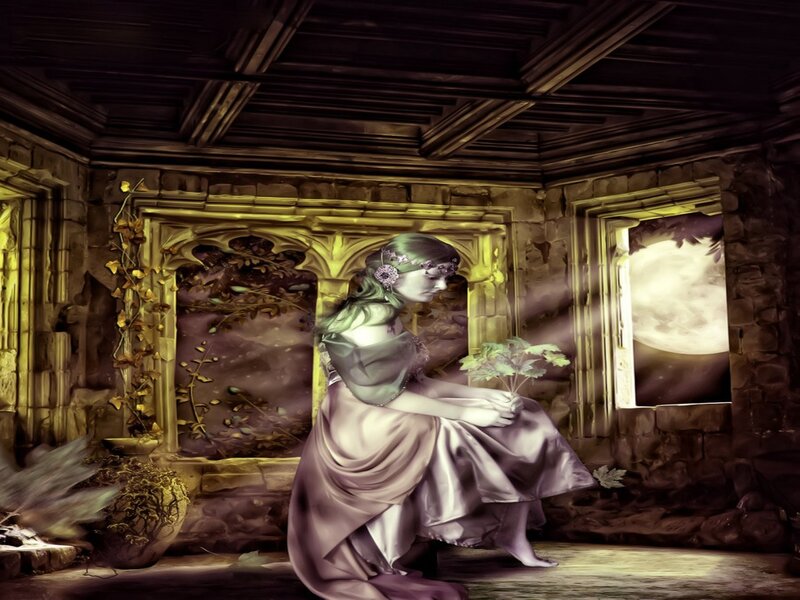 Woman in Stone Room
