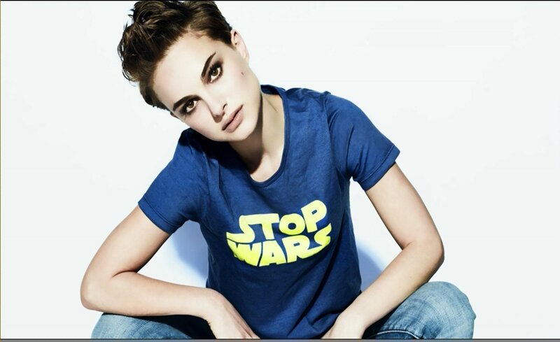 woman in stop wars t-shirt
