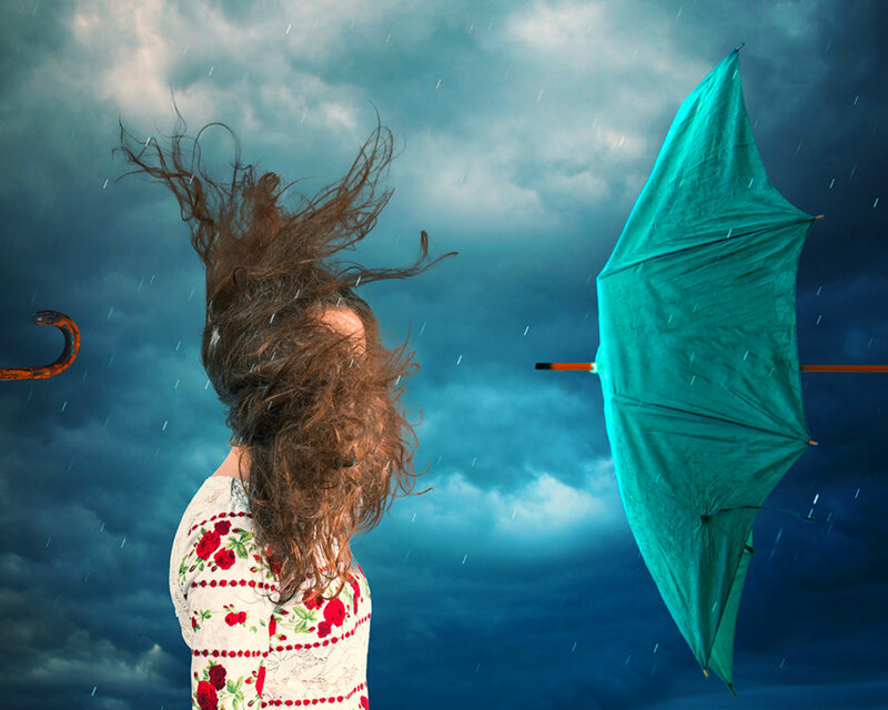 Woman in Storm — Blue