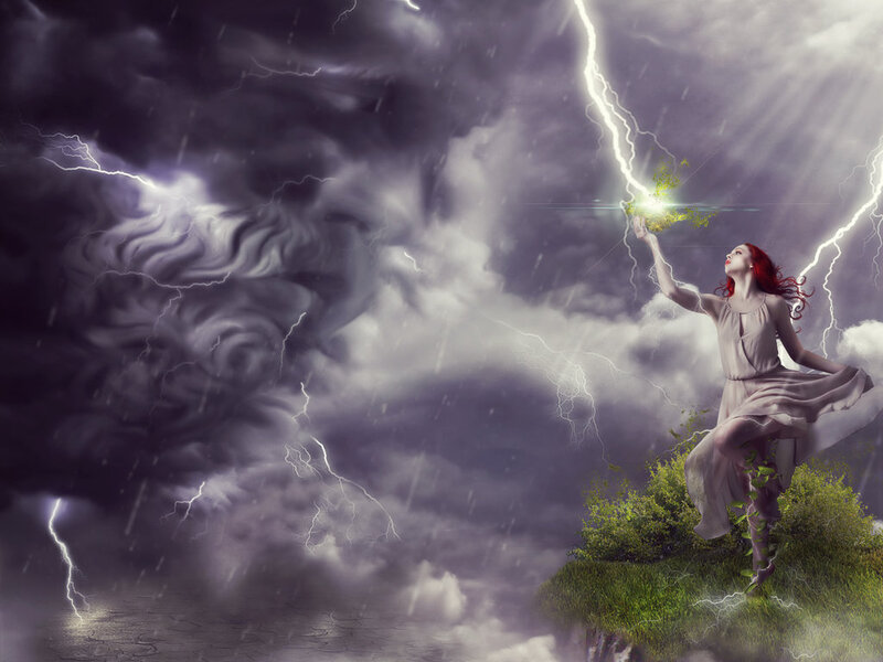 Woman in Storm — Gray