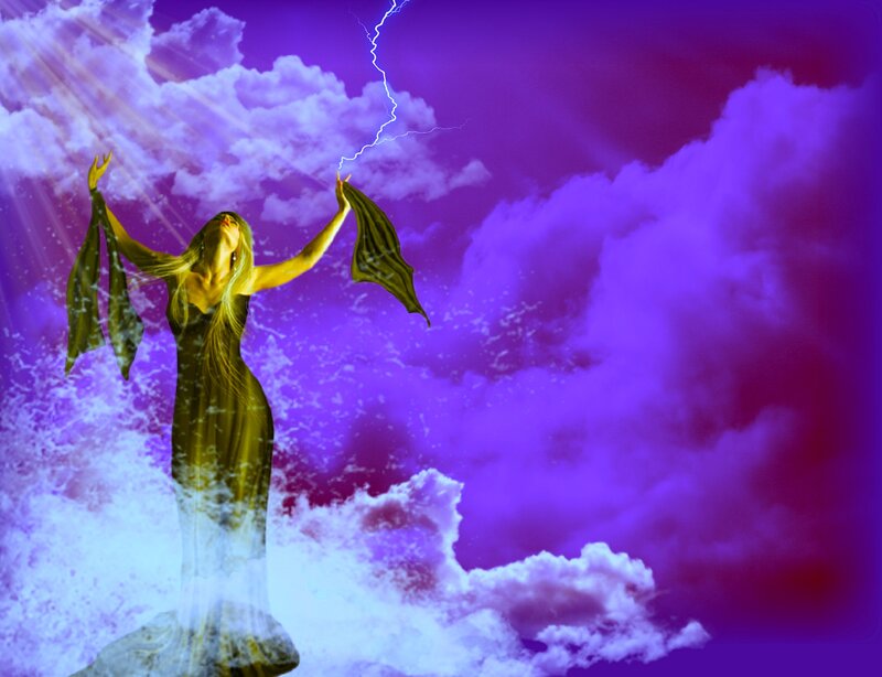 Woman in Storm — Purple, Dramatic