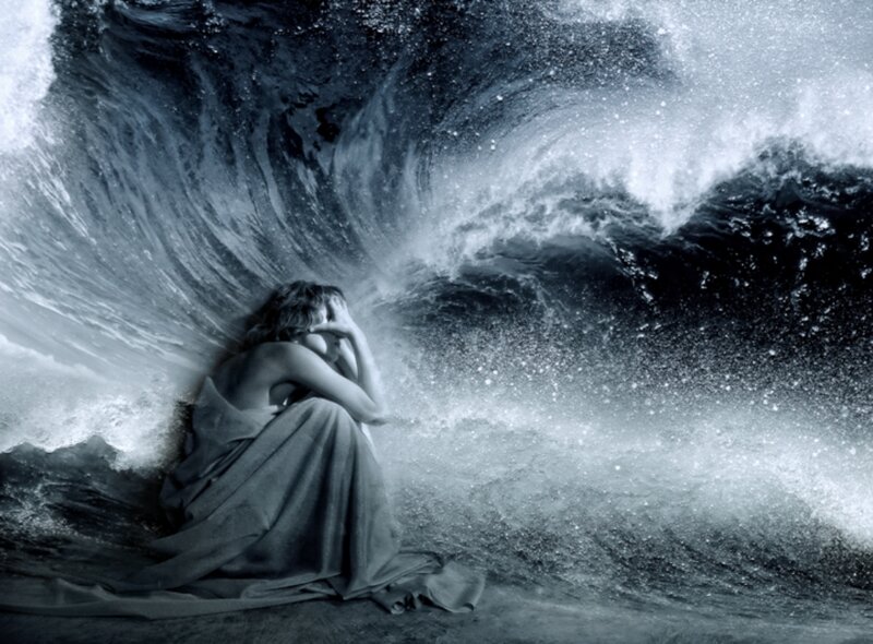 Woman in Storm Wave