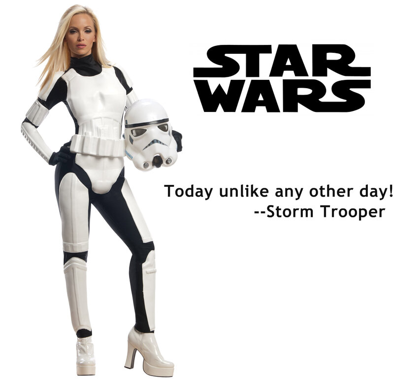 Woman in Stormtrooper Costume — White