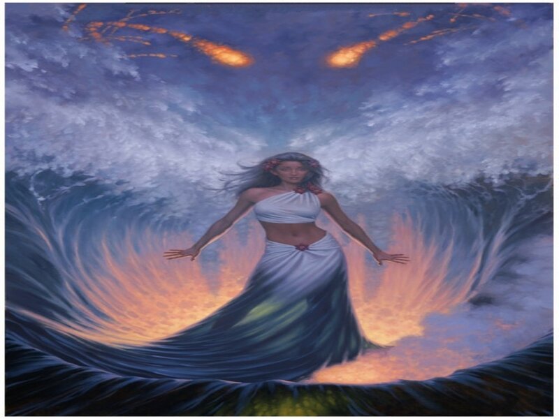 woman in stormy sea