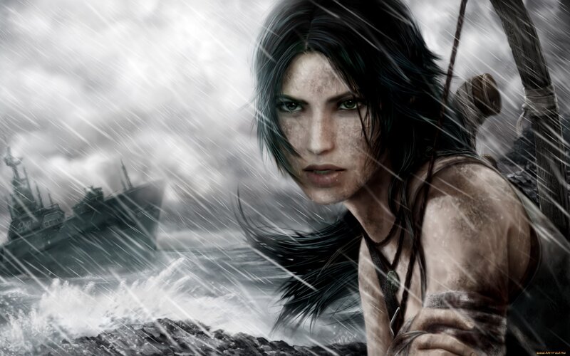 Woman in Stormy Sea — Gray, Dramatic