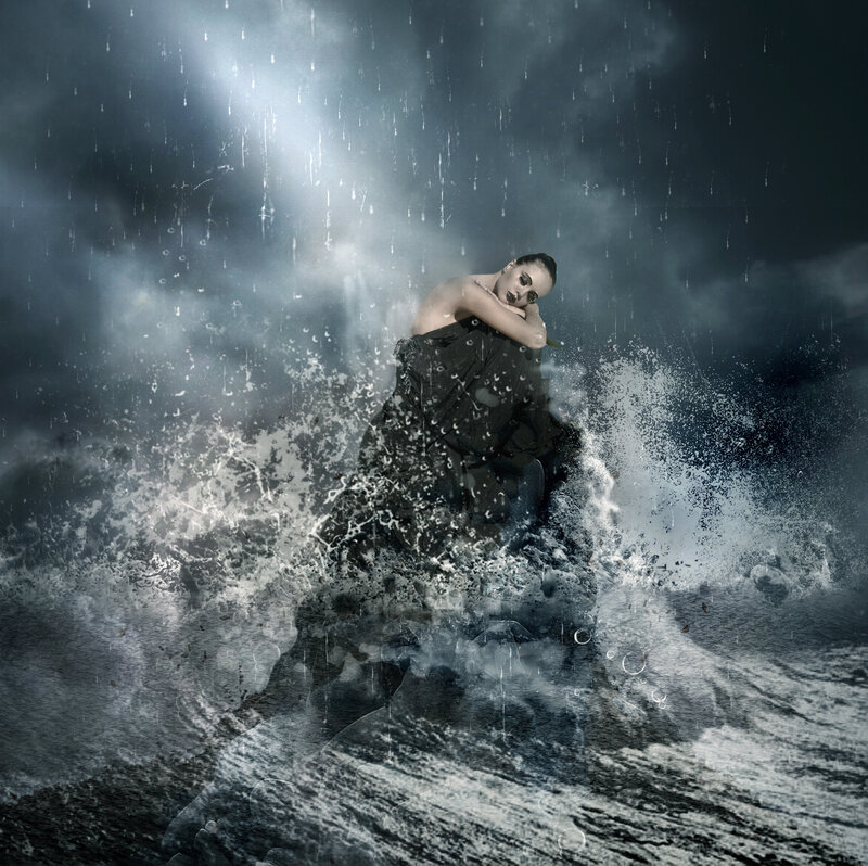 Woman in Stormy Water — Black