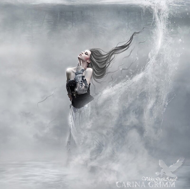 Woman in Stormy Water — Gray