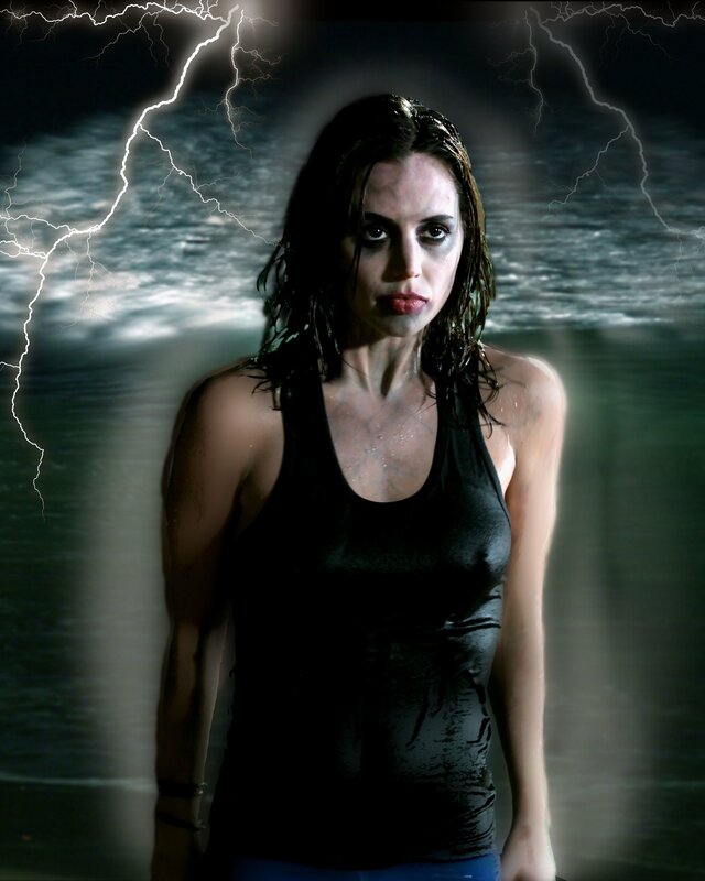 woman in stormy water