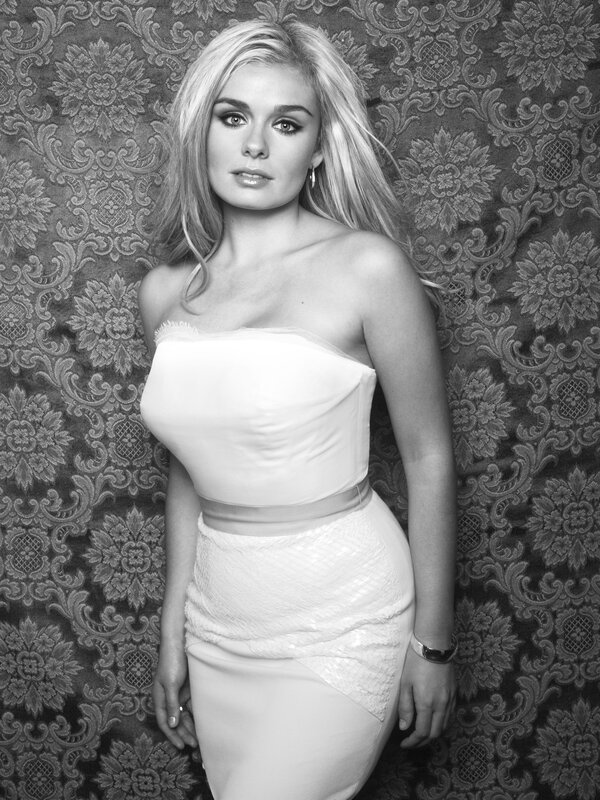 woman in strapless dress
