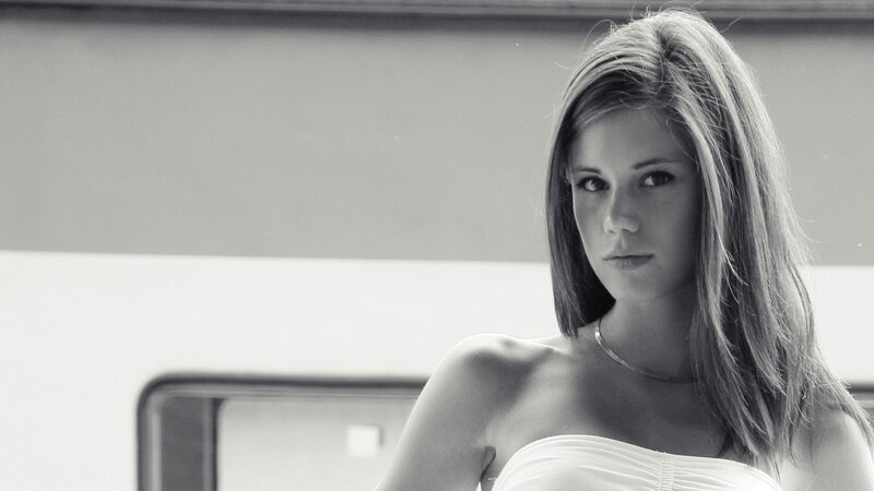 woman in strapless dress