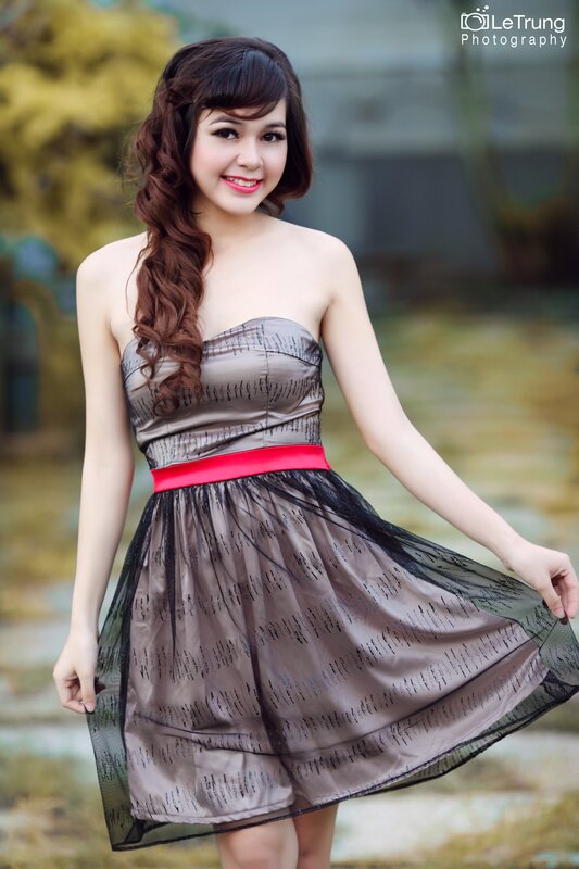 woman in strapless dress