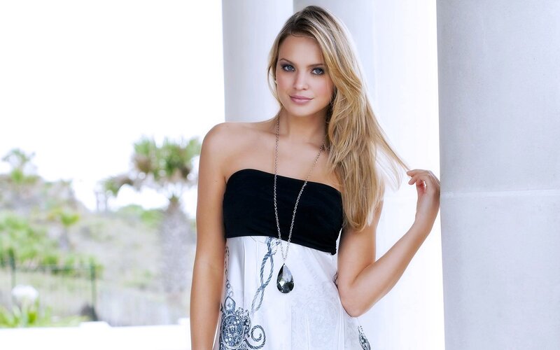 woman in strapless dress