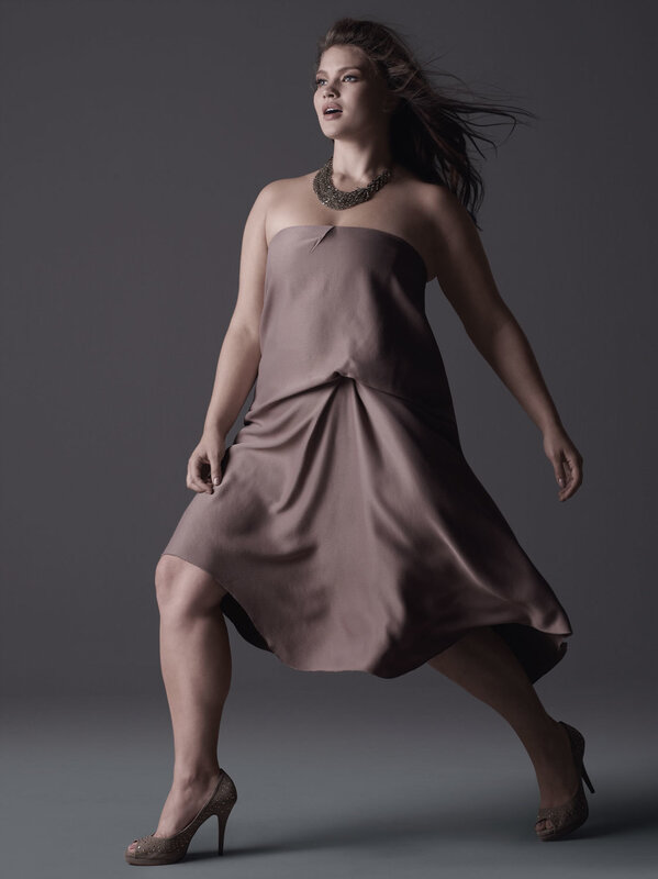 woman in strapless dress