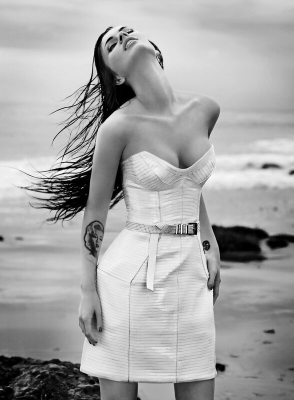 Woman in Strapless Dress — Black, Dramatic, Photograph, Tattoo