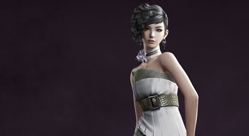 Woman in Strapless Dress — Purple, Dramatic, 3d Render