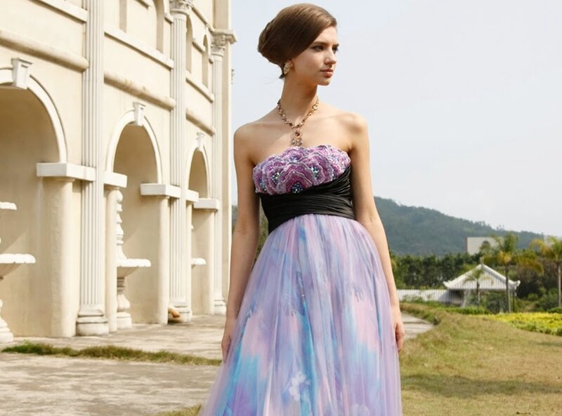 Woman in Strapless Gown — Purple