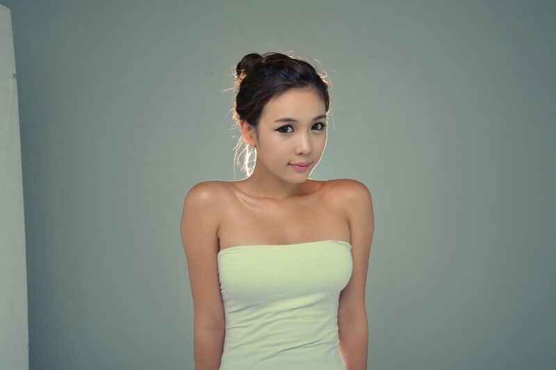 woman in strapless top